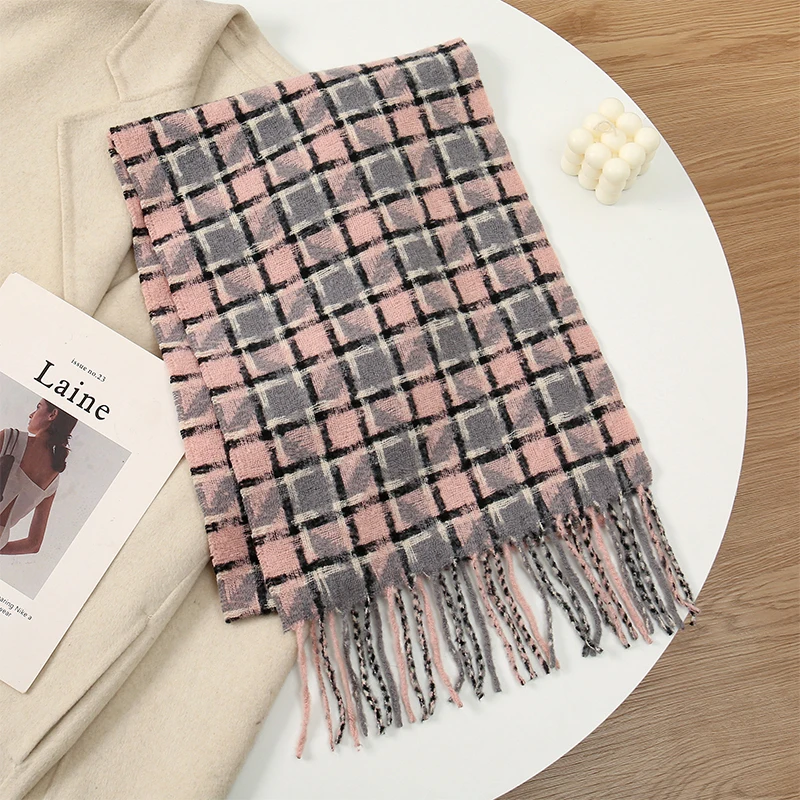 

Luxury Plaid Designer Women Scarf Imitation Cashmere Shawl Winter Thick Warm Neckerchief Foulard Echarpe Wrap Unisexe