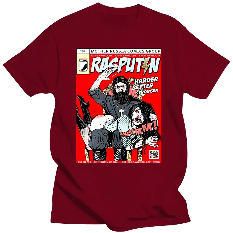 تي شيرت من Rasputin برقبة دائرية للرجال ، تي شيرت أنيق وعصري ، قطن كلاسيكي مصنوع في روسيا