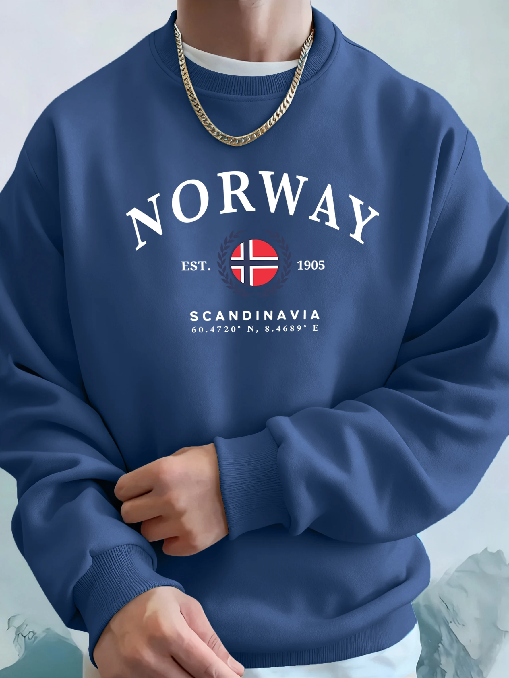 Bandera de Escandinavia de Noruega, sudaderas con capucha de invierno con estampado creativo para hombre, Top de manga larga de lana, ropa de calle informal, ropa deportiva cálida de moda