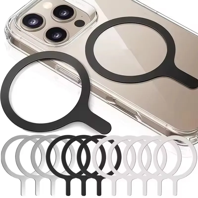 10-1 piezas Anillo Metálico Autoadhesivo Tipo Q, Pegatinas de Lámina de Hierro para Samsung, Mi, Huawei, iPhone, Anillo de Carga Inalámbrica Magnética Magsafe