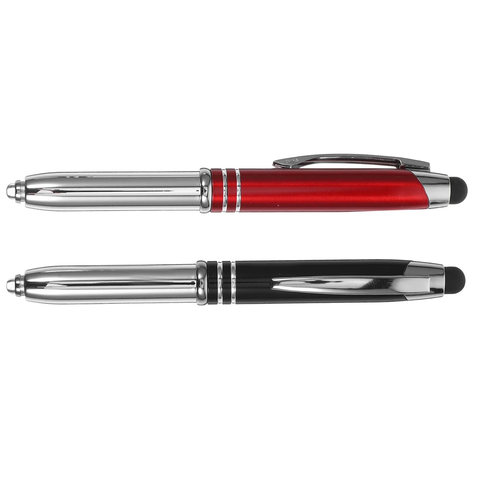 4pcs Led Light Pen Metal Ballpoint Pens Bright Flashlight Smooth Writing Comfortable Grip For Office Night Nurses Portable