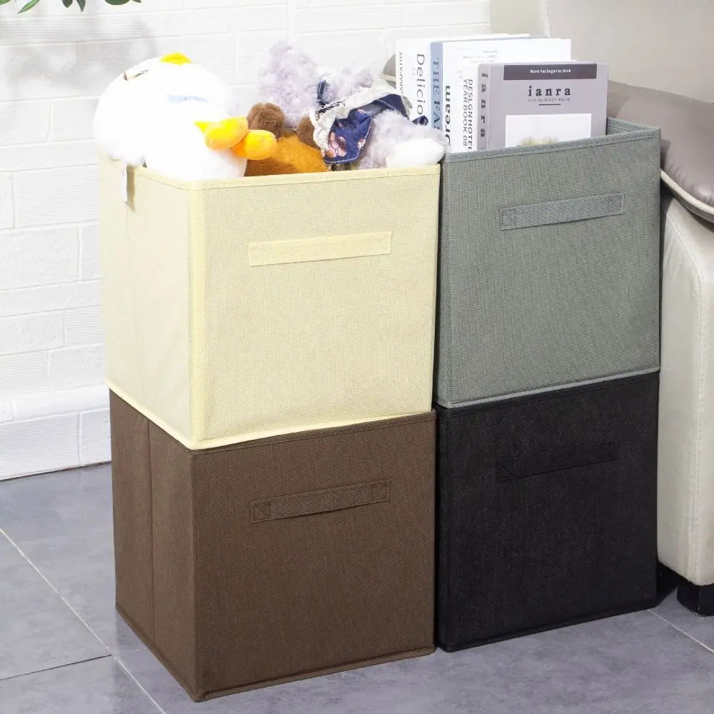 Simple Non Woven Fabric Cube Storage Box Foldable Large Capacity Square Storage Box without Lid Cabinet Drawer Organizer Nursery