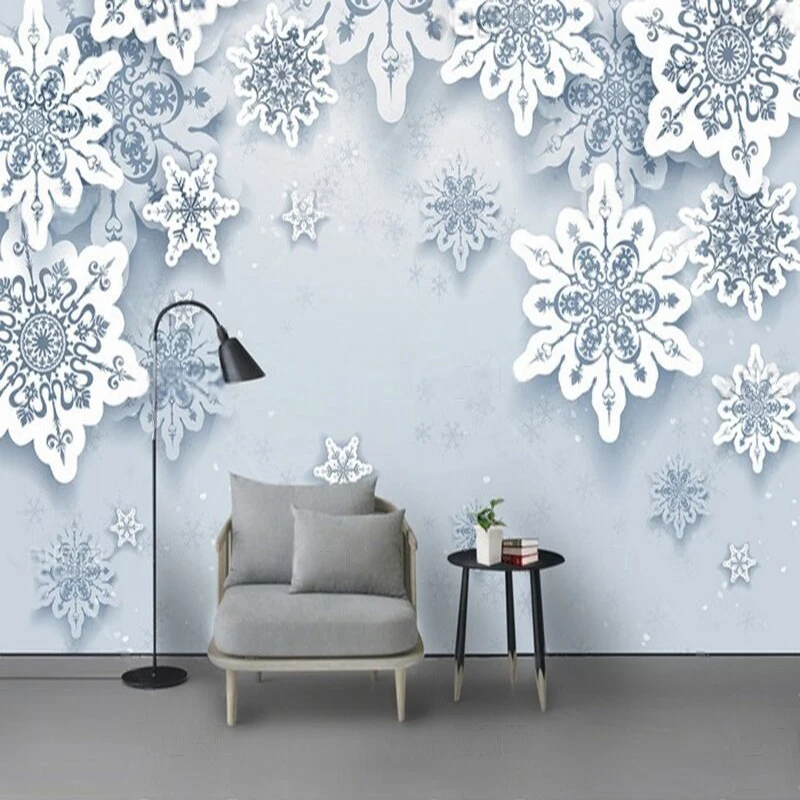 Elegant grand fresh modern and simple snowflake TV luxurious home decoration bedroom sofa background wall paper
