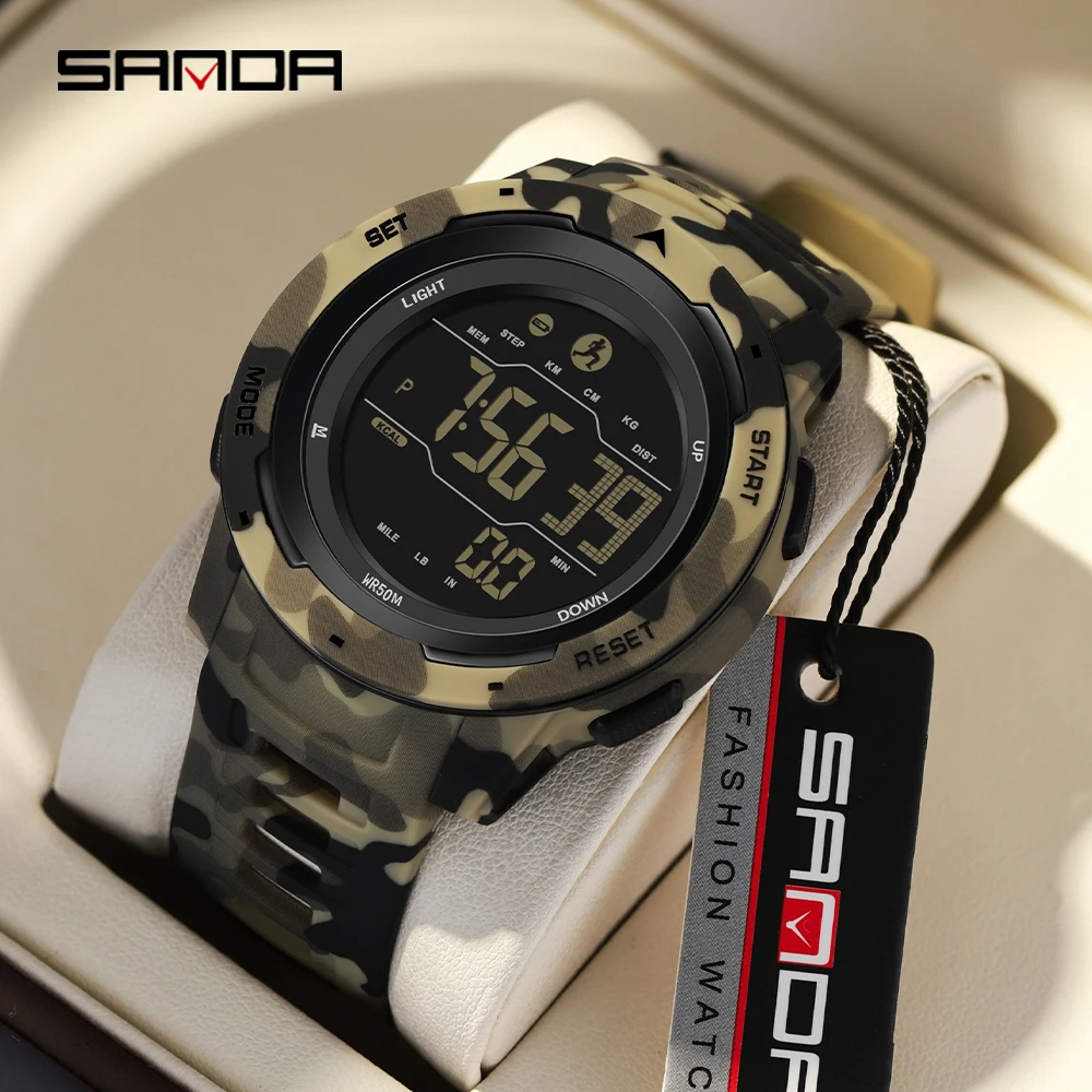 SANDA 2186 Top Practical Men Watch Waterproof Sport Military Watch Sleep Function Watch Step Counting Intelligent Digital Watch