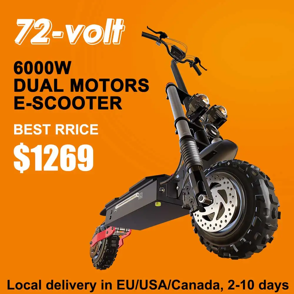 Local Delivery 72V 6000W Electric Scooter Up to 85km/h Fast Speed 11 inch Off Road Tire E Scooter for Adults Detachable Seat