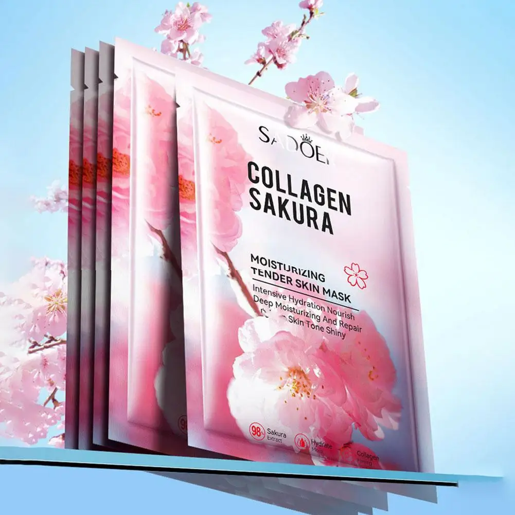 Sakura-mascarilla de colágeno hidratante Facial, Limpieza Profunda, eliminación de espinillas, cuidado Facial, embalaje Individual, nuevo, 2024