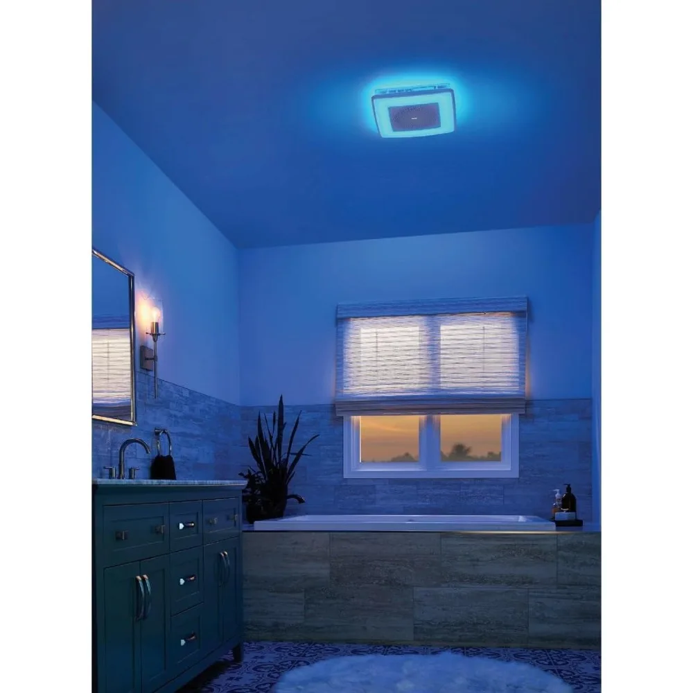 SPK110RGBL ChromaComfort Bathroom Exhaust Fan with Sensonic Bluetooth Speaker and LED Light, White