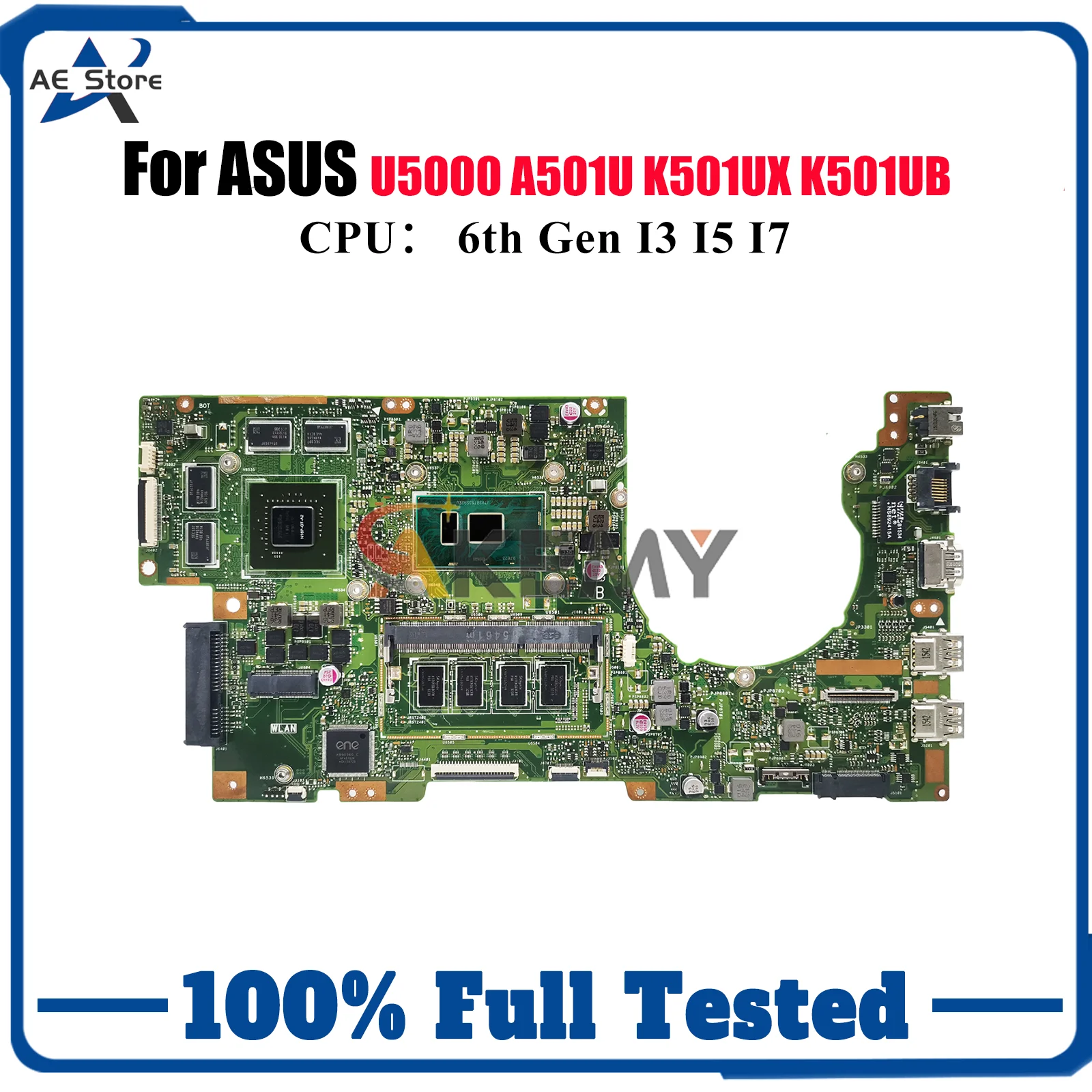 

K501UX Материнская плата для ноутбука ASUS VivoBook K501UWK U5000 K501UXM K501UX K501UW K501UQ A501U K501U K501UB Материнская плата I3 I5 I7 CPU