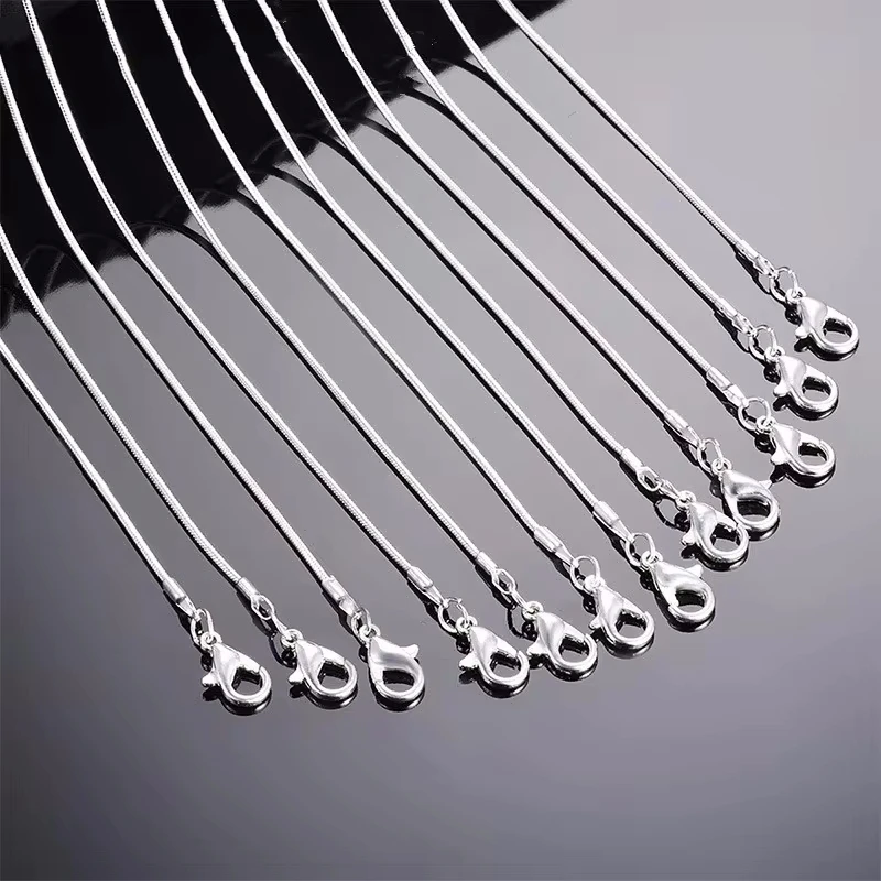 925 Sterling Silver 5/10pcs/Lot 16/18/20/22/24/26/28/30 Inch 1.2mm Snake Chain Necklace For Woman Man Fashion Jewelry