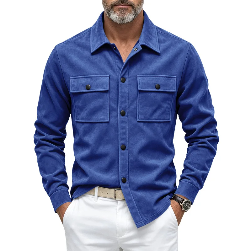 2026 Herren-Wildlederjacke und -hemd für Herbst und Winter, Arbeitskleidung mit geradem Schulteransatz, mehrfarbige Oberbekleidung, modisches Hemd! – Detail 2