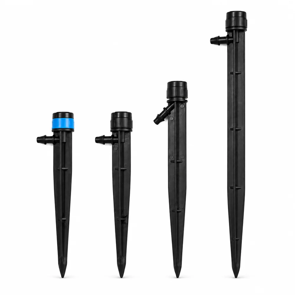 Adjustable Bubbler Dripper Stake Sprinkler,0-80L/h Water Flow,13/18/28cm,Lock Hook Connector for 4/7mm Hose Garden Irrigation