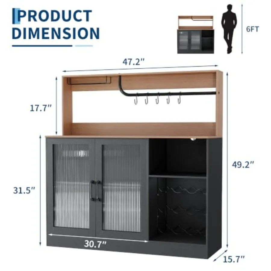 Wine Bar Cabinet with Glass Holder and Wine Rack