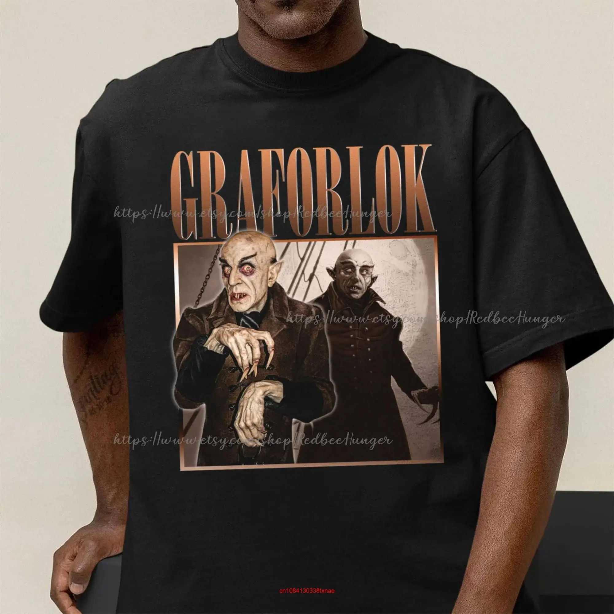 Винтажная Футболка с принтом героев фильмов Graf Orlok Nosferatu, костюм для вечеринки на Хэллоуин с длинными или короткими рукавами