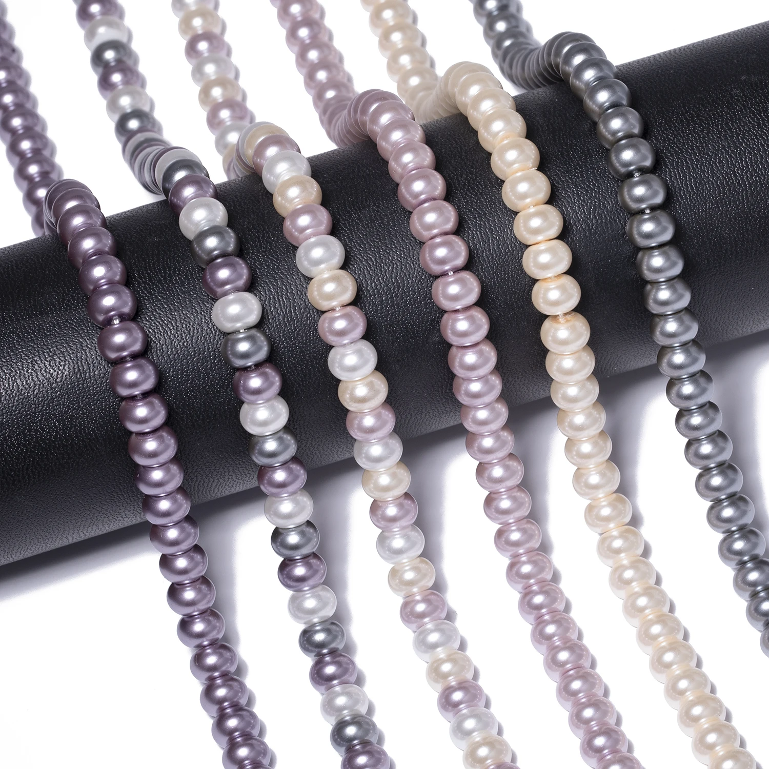 3-8 مللي متر ثلاثة أحجام المعداد شكل الزجاج الملون تقليد حبات اللؤلؤ لصنع المجوهرات اليدوية قلادة سوار إكسسوارات