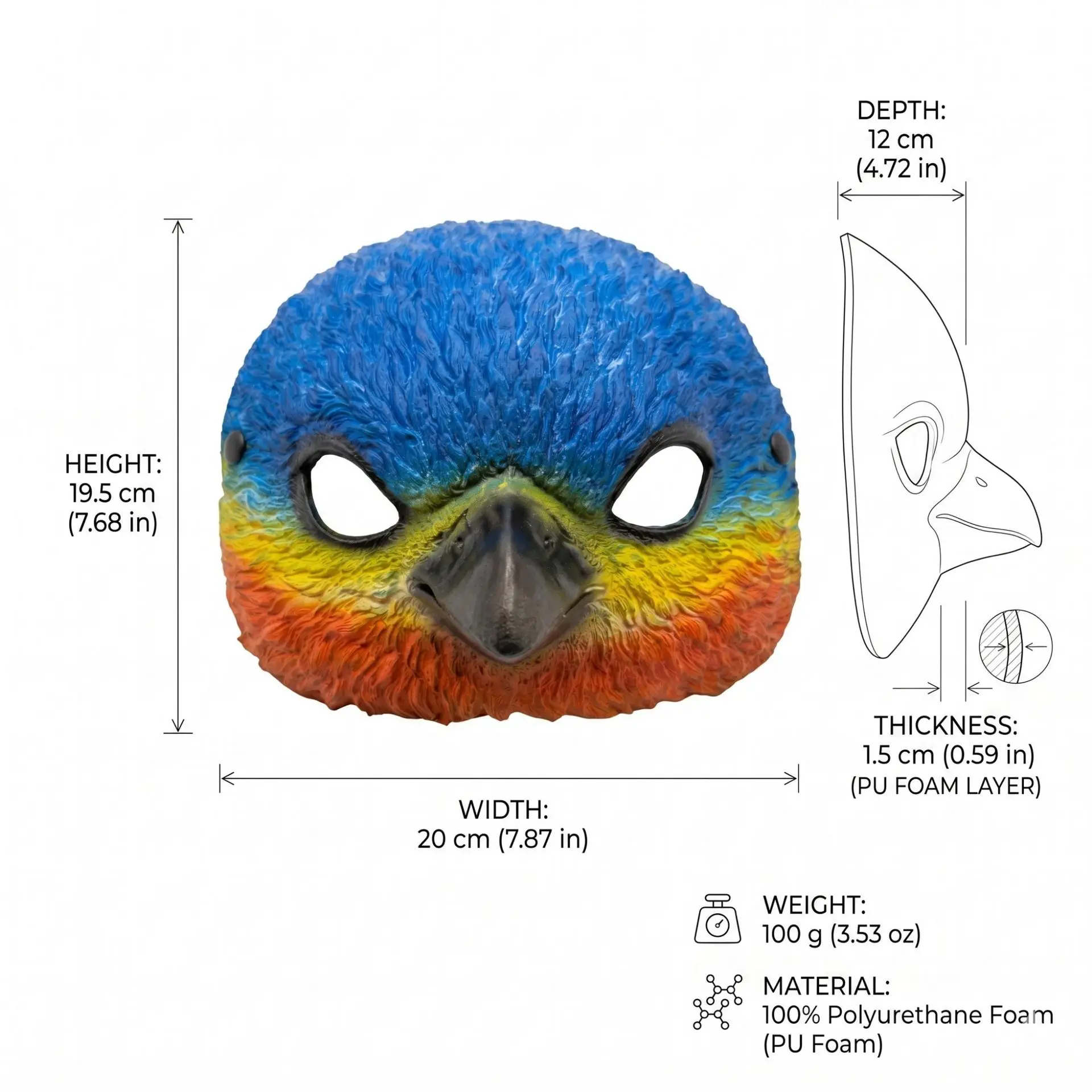 Plumage Eagle Half Face Mask Cosplay Realistic Blue Yellow Red Bird Pu Mask Carnival Halloween Masquerade Dress Up Party Props 4