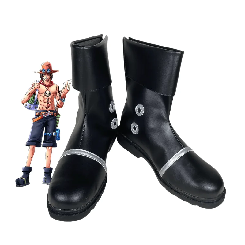Portgas D Ace Cosplay zapatos botas Anime juego de rol botas de cuero sintético para hombres