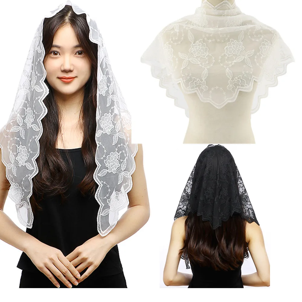 

Summer Women Lace Shawl Scarves Lace Bandanas Muslim Veil Turban Wedding Bridal Headscarf Thin Sunscreen Headscarf Head Covering