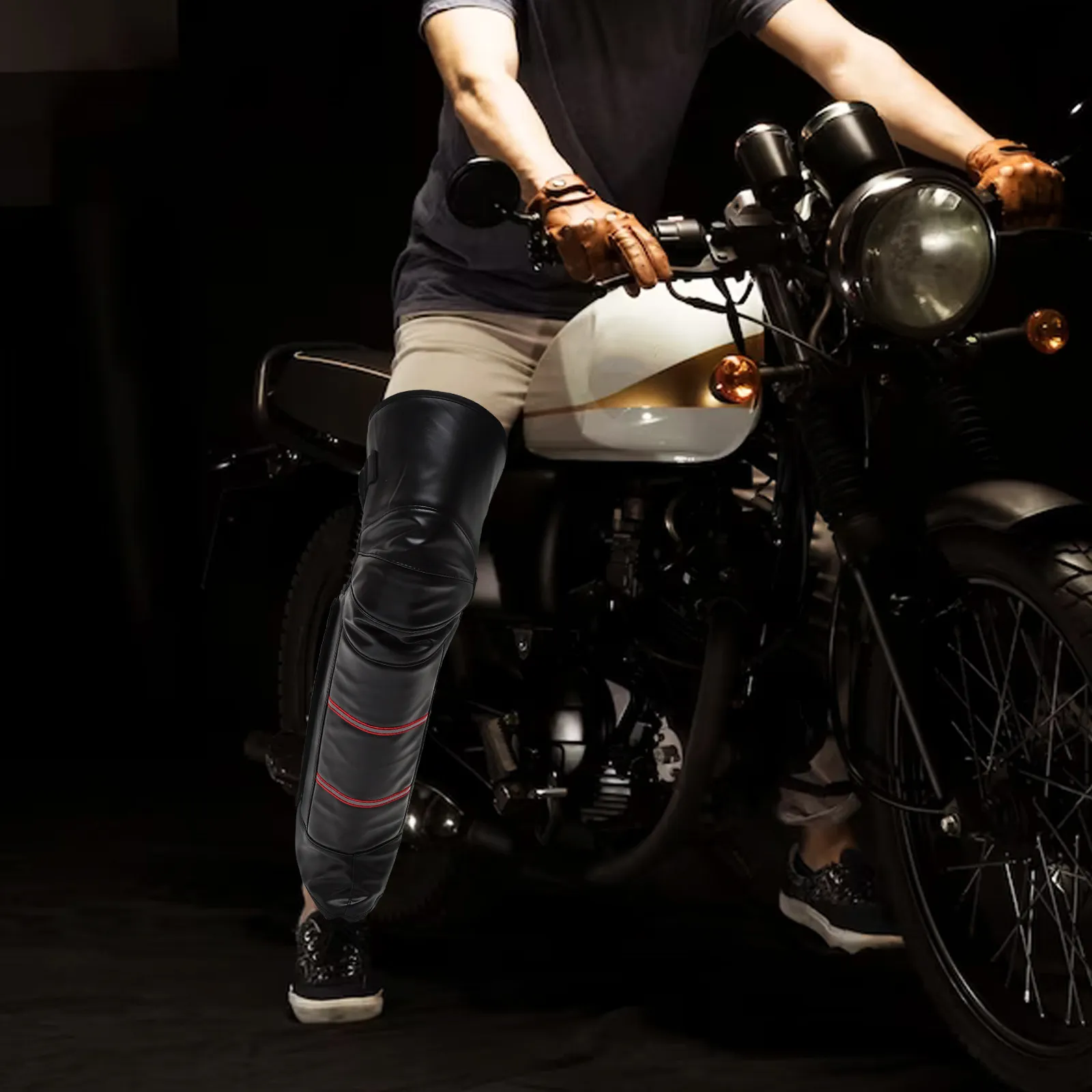 2Pcs Motorcycle Knee Sleeve Warm Pads Winter Waterproof Windproof Guards Stylish Night Reflective Motorcycle Warm Pads