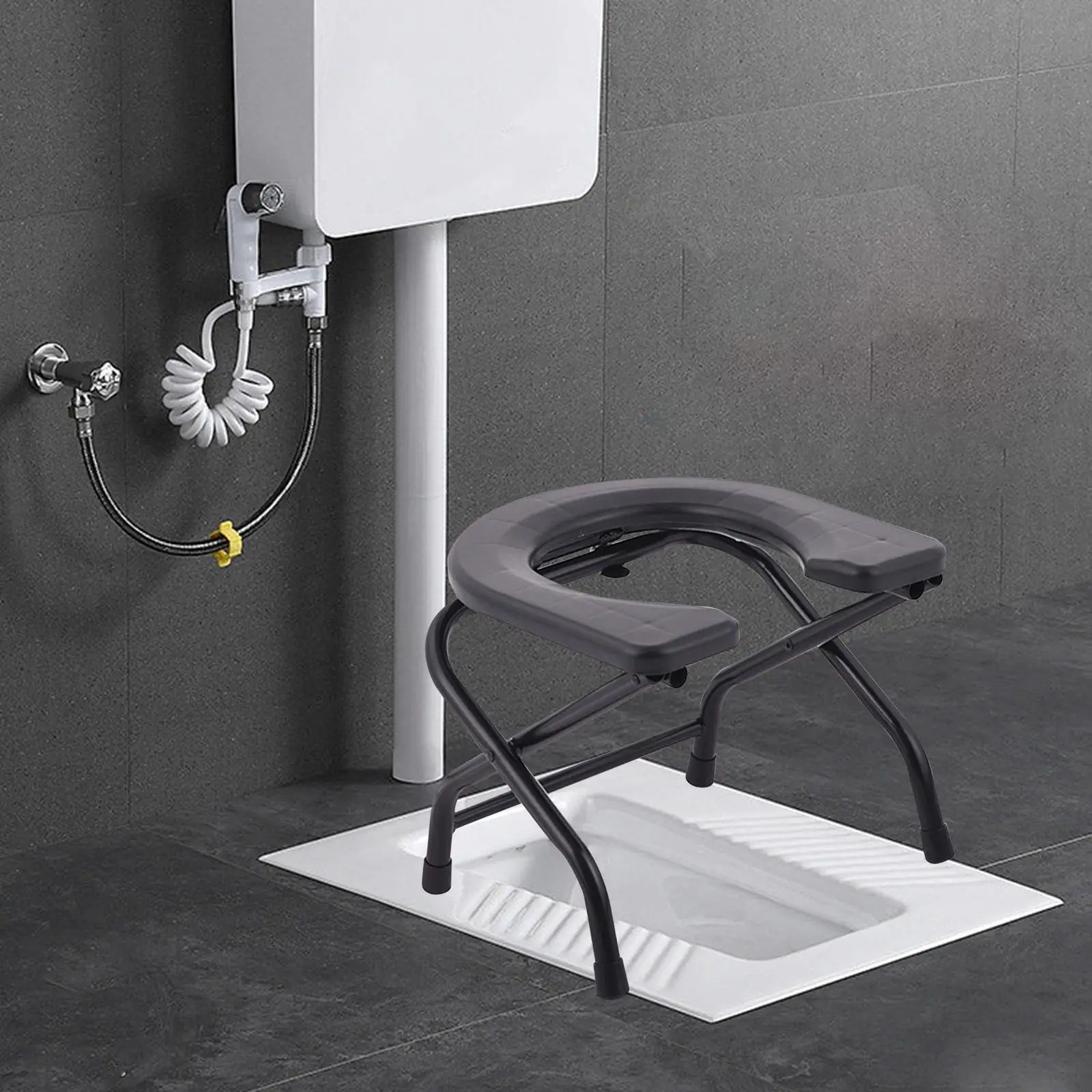Folding Toilet Seat Anti Slip Comfortable Bedside Commode Seniors Adults