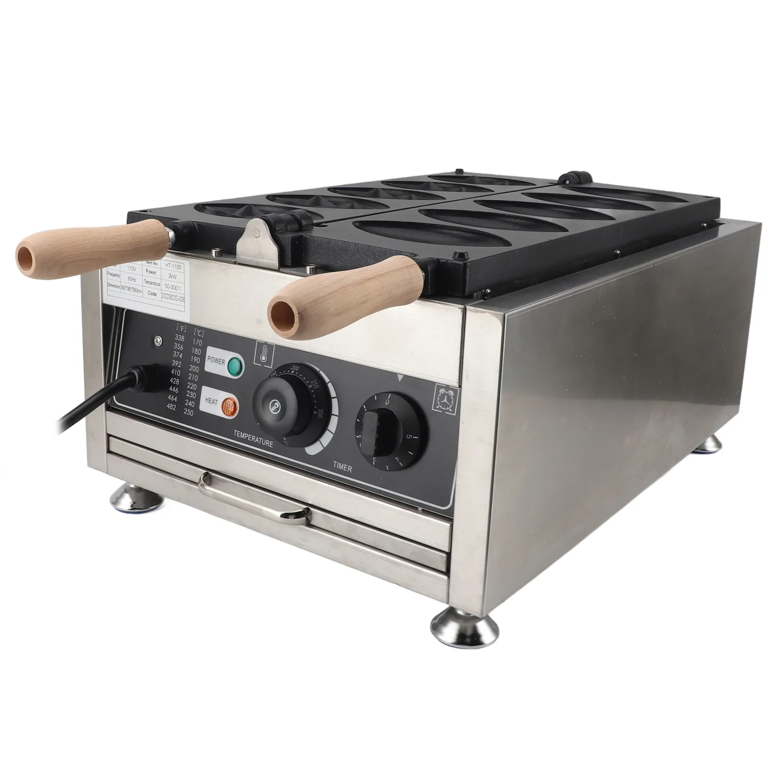 ماكينة صنع الوافل بمقبض مضاد للحرق ، طلاء غير لاصق ، كهربائي ، فولاذ مقاوم للصدأ ، خشب مركب ، حفلات