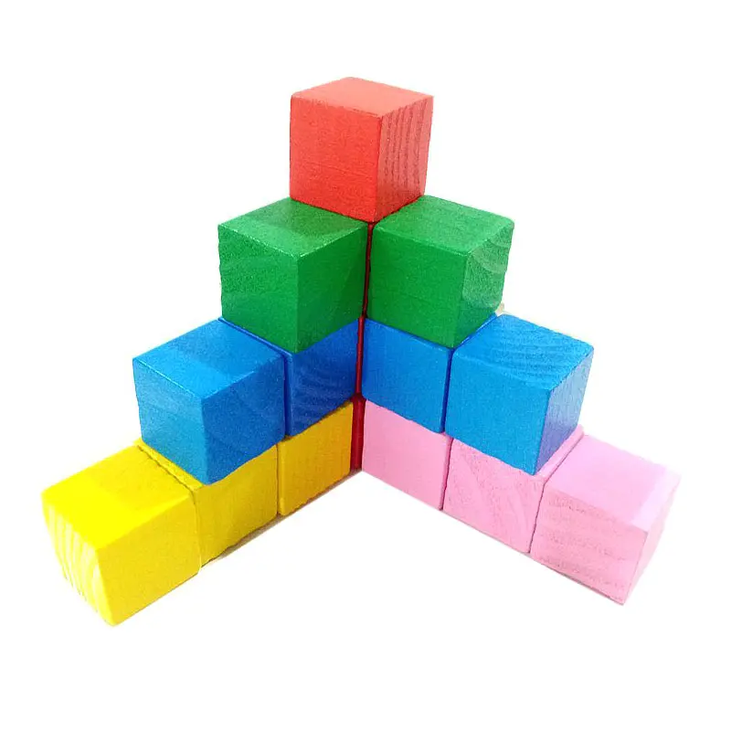 2cm Children Kids Wooden Building Blocks Square Math Teaching Tool Toy Colorful