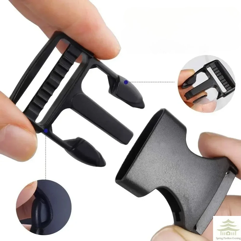 4 M Nylon Webbing Strap Band with 5 pcs of Flat Side Release Buckles and 1Tri-Glide Slides for DIY Luggage Strap and Backpack