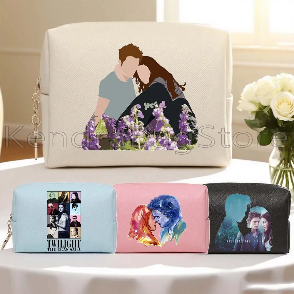 

PU Leather Travel Cosmetic Bags The Twilight Saga Edward and Bella Teen Wolf Gifts Women Makeup Waterproof Toiletry Storage Bag