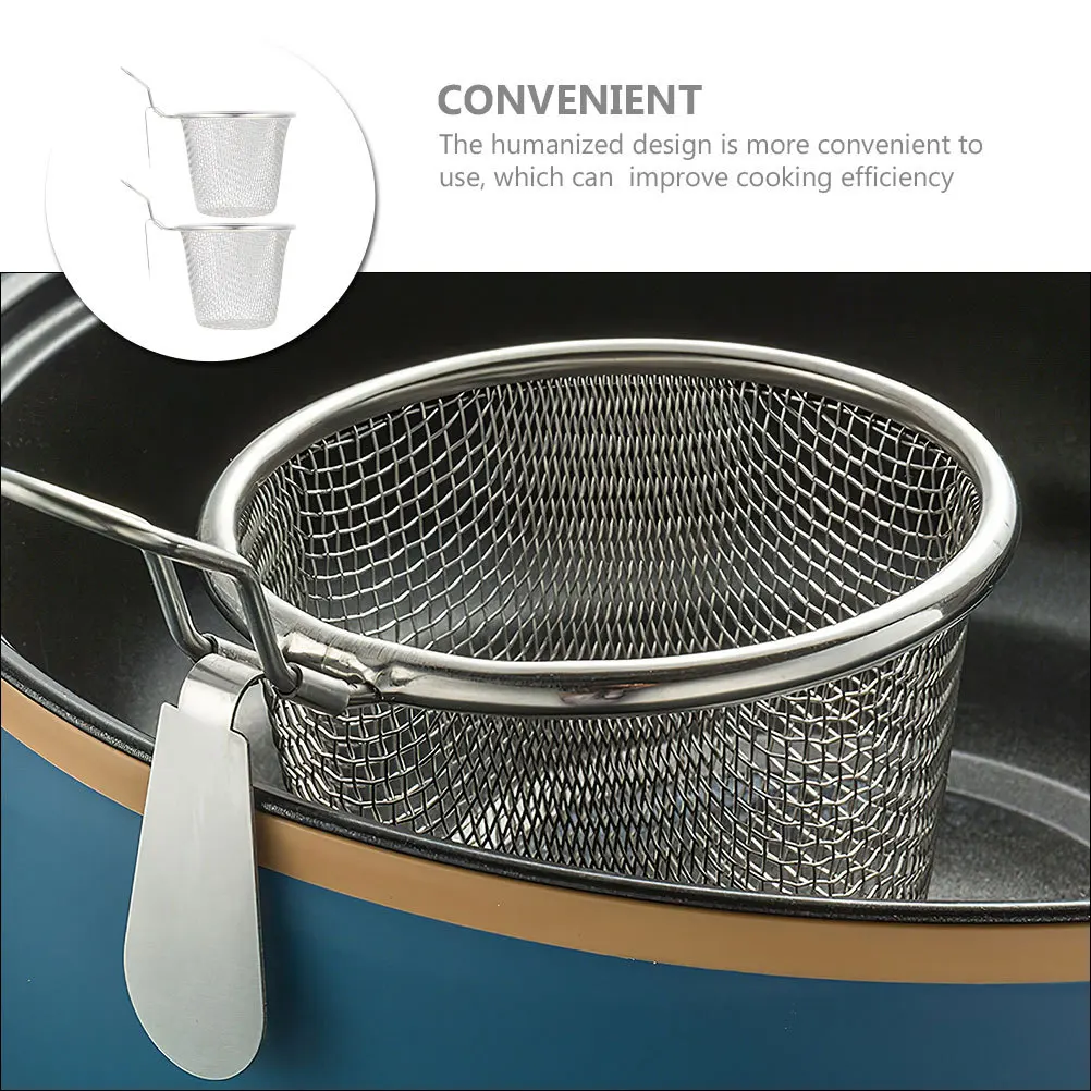 

2pcs Stainless Steel Hot Pot Filter Basket Fine Mesh Strainer For Noodles Pasta Cooking Kitchen Colander Reusable Serving Tool