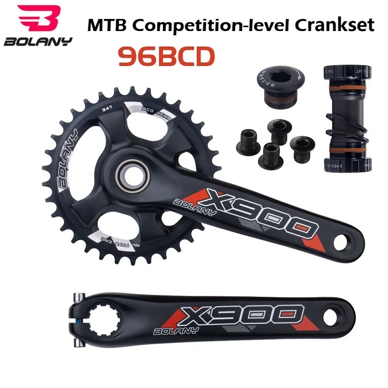 Bolany MTB Mountain Bike Crank 96BCD Competition-level chainring 170mm 34 36T disc 8-12 speed Ultralight Bicycle Crankset black