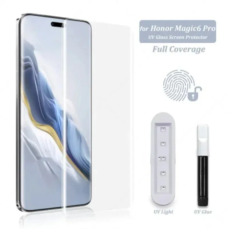 

Curved Full Glue Tempered Glass For Honor Magic 3 4 5 6 7 Pro Lite Screen Protector For Honor 70 80 90 100 200 300 Pro UV Glass