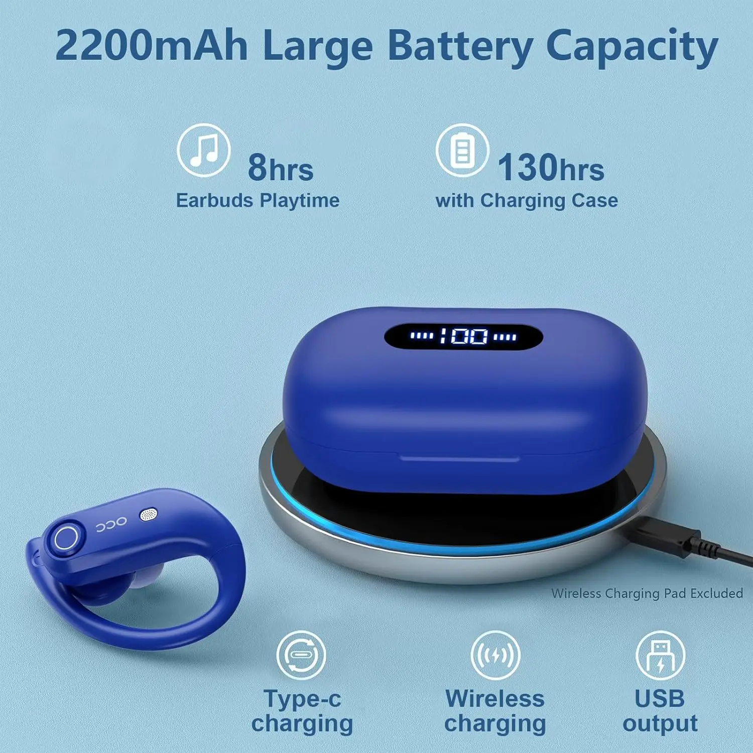 K23 Ohrhörer mit Geräuschunterdrückung, 4 Mikrofone, HD-Anrufverbesserung, Bluetooth 5.0-Ohrhörer, TWS Run Sports, kabellose Kopfhörer, Ohrbügel-Ohrhörer