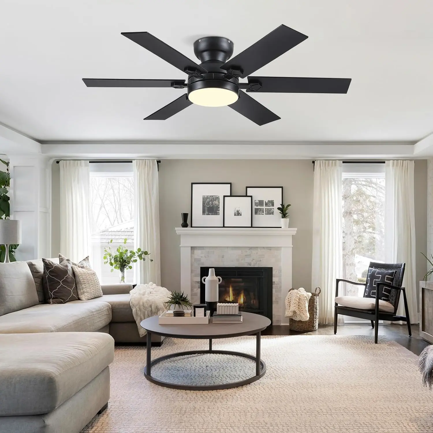 

Modern decorative fixture for bedroom living room home space featuring remote control and lighting ceiling fan light