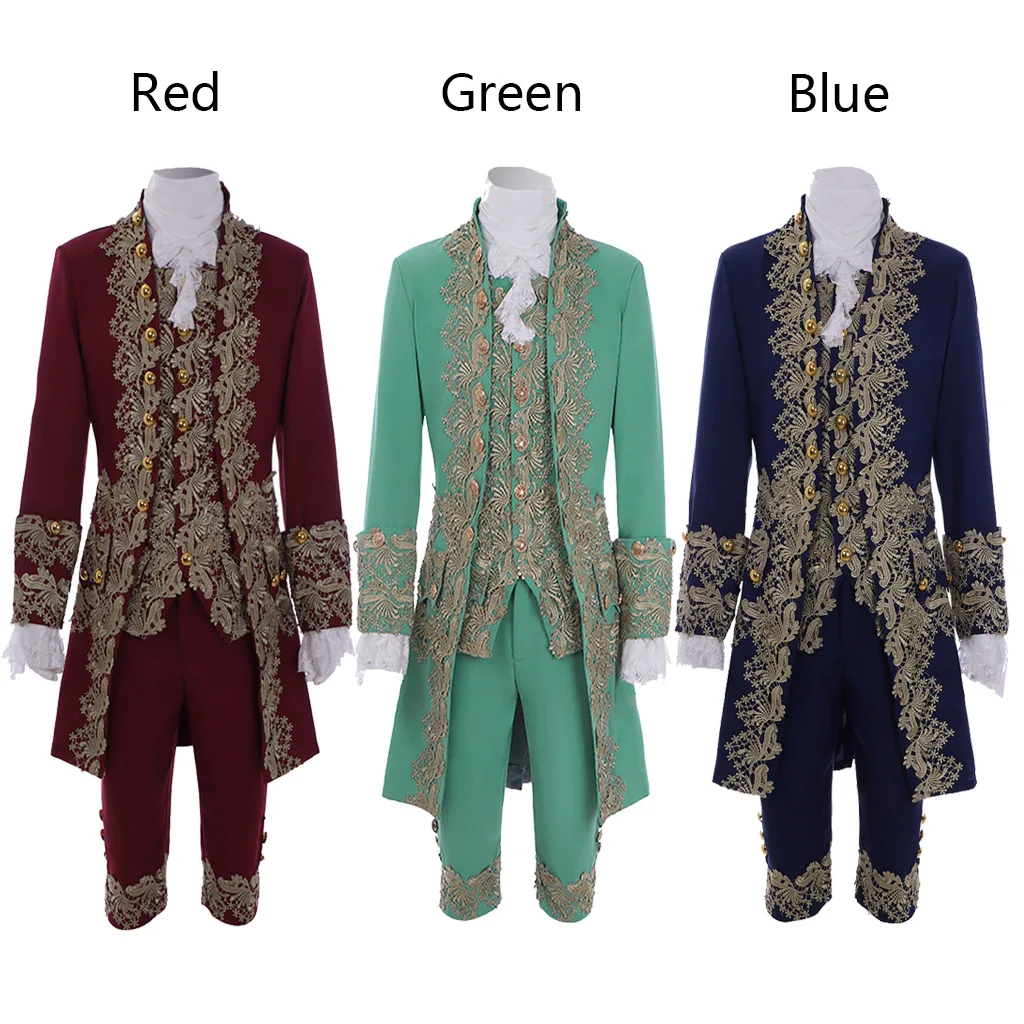 

18th Century Colonial Outfit Men's Medieval Uniform Noble Court Rococo Medieval Cosplay Costume Retro Halloween Costume