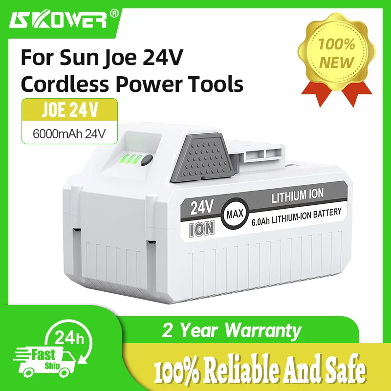 

SKOWER 6.0Ah Lithium-Ion Battery for Sun Joe 24V Cordless Power Tools and Aqua/Snow Joe 24VBAT-LTE System Cordless Power Tools