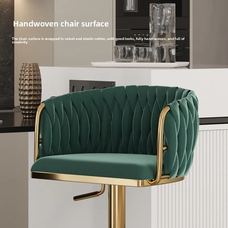 كراسي بار، كراسي مجوهرات فاخرة خفيفة، أمين الصندوق للمكتب الأمامي، مقاعد عالية الأرجل، مساند ظهر بار، كراسي جزيرة شهيرة على الإنترنت #3