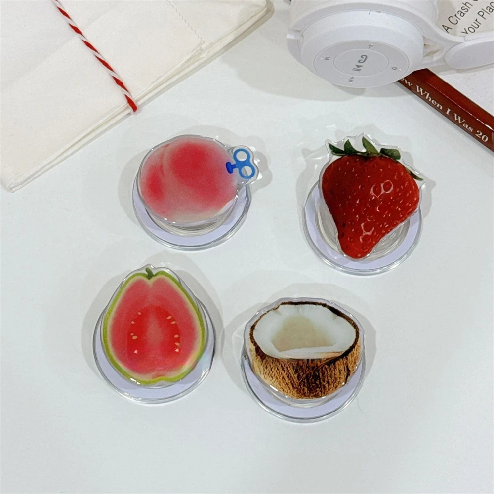 Korea Cute Fruit Food For Magsafe Magnetic Phone Griptok Phone Holder Stand Universal Phone Ring Strawberry Grip Tok For iPhone