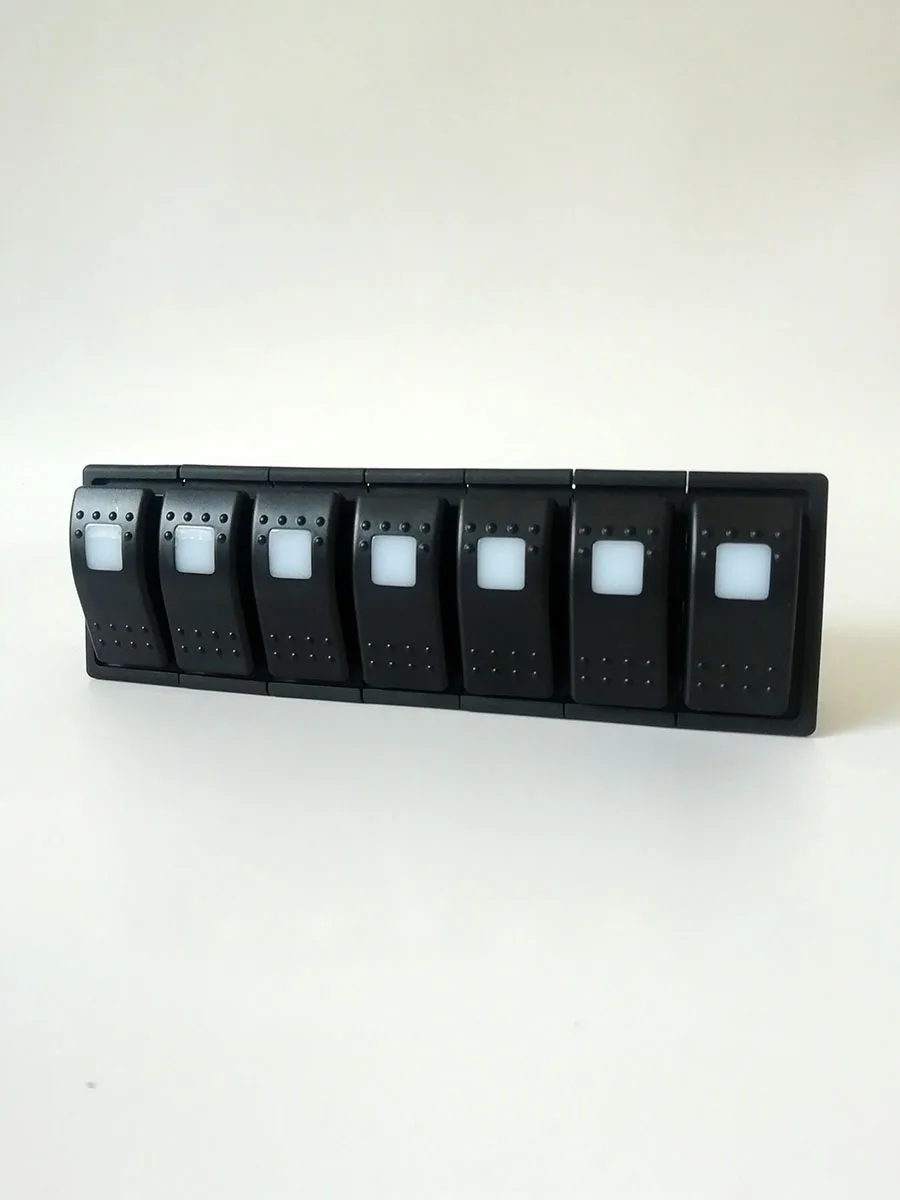 Interruptor de coche combinación de siete posiciones, botón en forma de barco con trípode de luz, RV de dos engranajes, 12V, 24V, producto universal modificado, nuevo