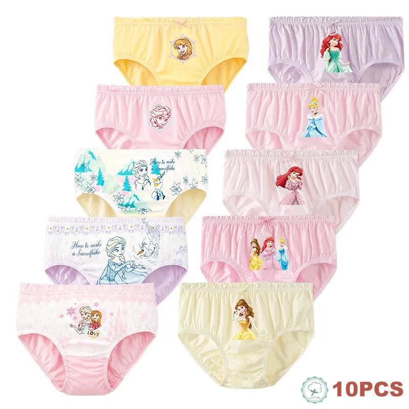 5/10 Pieces Cotton Girls Triangle Underwear Cartoon Queen Princess Charming Character Print Panties For Girls Comfortable Briefs