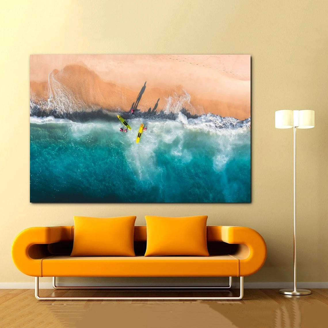 Bronte Beach Wall Art, Aerial photography ocean art, surfers poster from Sydney, Australia Home Decor Poster