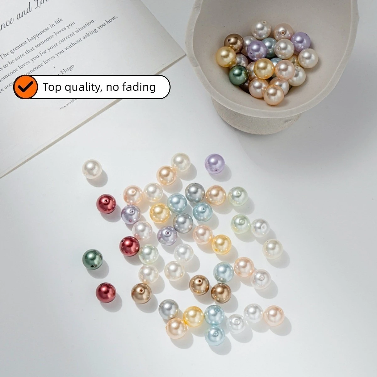 50PCS High Luster Imitation Shell Pearl Beads Multicolor Hole Glass Loose Pearls DIY Bracelet Necklace Jewelry Making Supplies