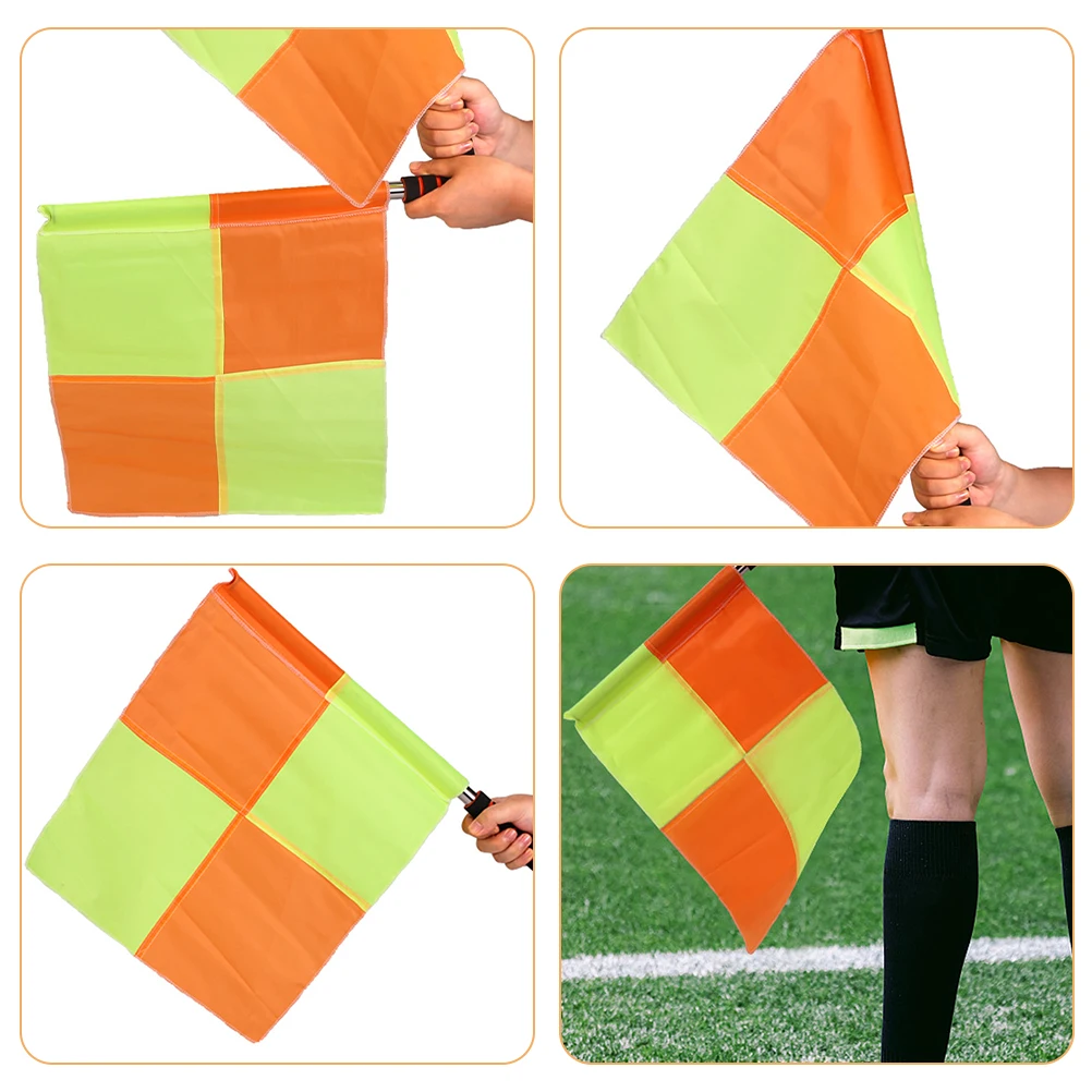 

2pcs Referee Commanding Flags Hand Waving Signal Flags Durable Lightweight Fabric Sweatproof Handle Vibrant Colors Sports Field