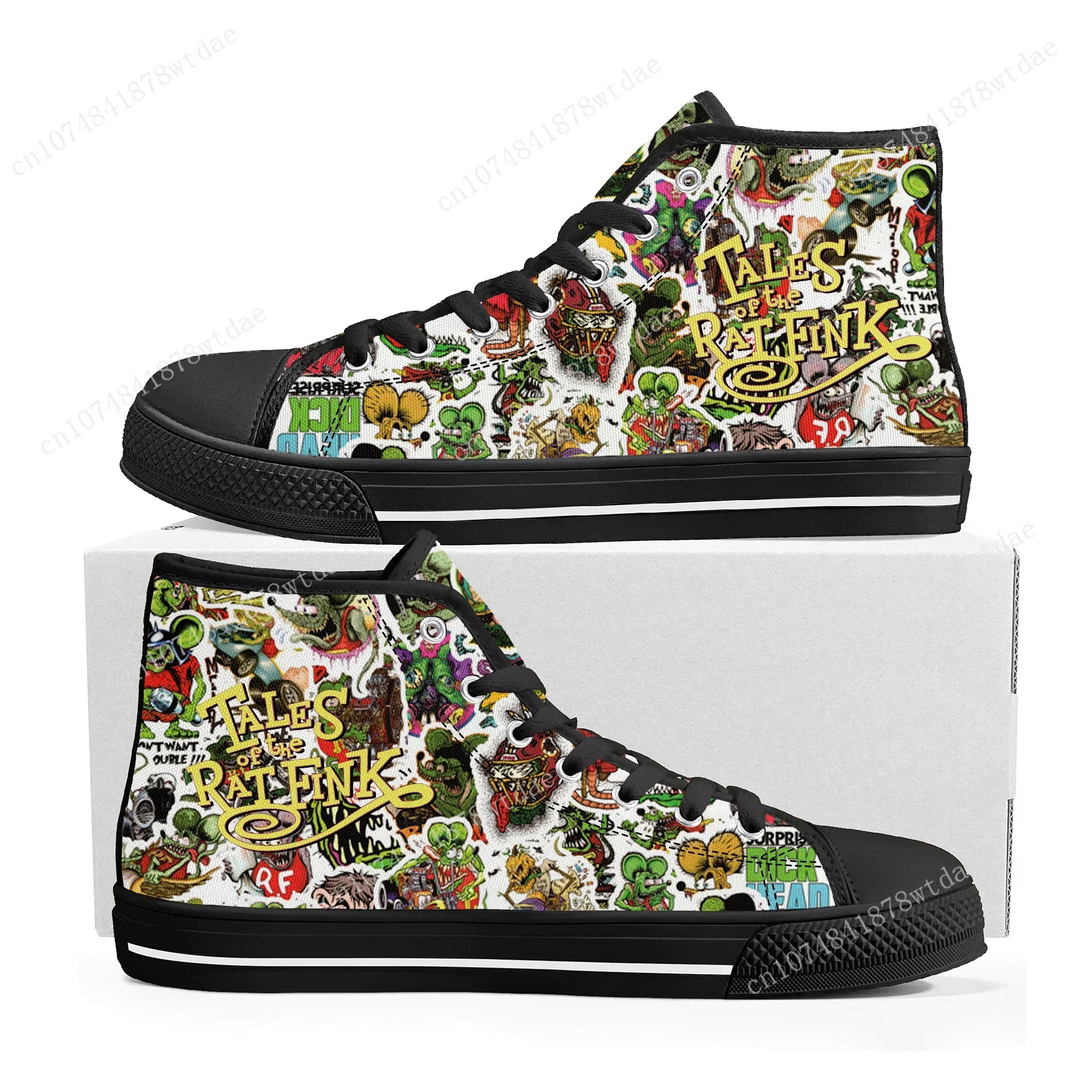 

Tales Of The Rat Fink High Top Sneakers Mens Womens Teenager High Quality Canvas Sneaker Anime Cartoon Casual Custom Made Shoes