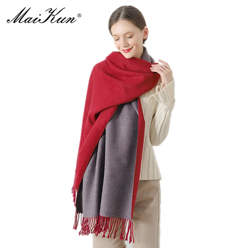 Maikun 2022 New Double-Sided Scarf Women\'s Autumn And Winter Thickened Warm Shawl Imitation Cashmere Scarf For Men