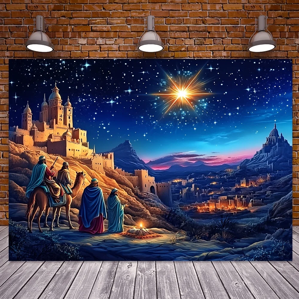 2D-Banner 1 Stück, 1-teiliger Weihnachts-Nachtszene-Hintergrund, geeignet für Urlaubsdekoration, Schlafzimmer und Wohnzimmer