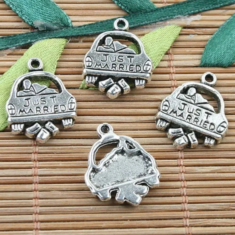 20*16mm Tibetan Silver Color JUST MARRIED Design Charms 20pcs EF0069 Charms for Jewelry Making