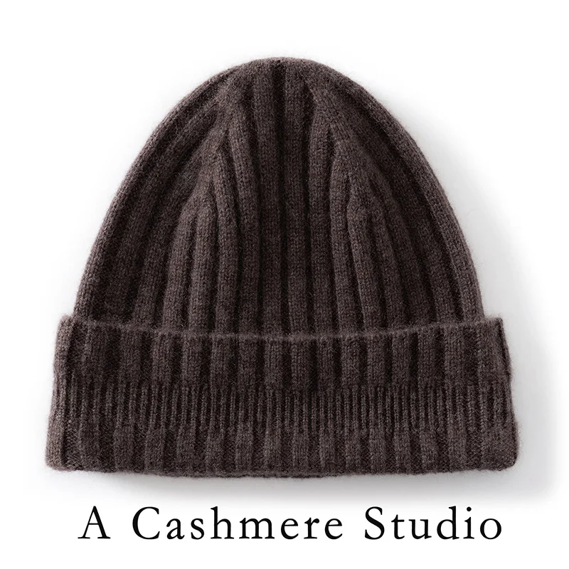 2026 New Pure Cashmere Winter Hot Selling Wool Hats Solid Color Fashion Warm Cap Knitted Beanie for Men Woman