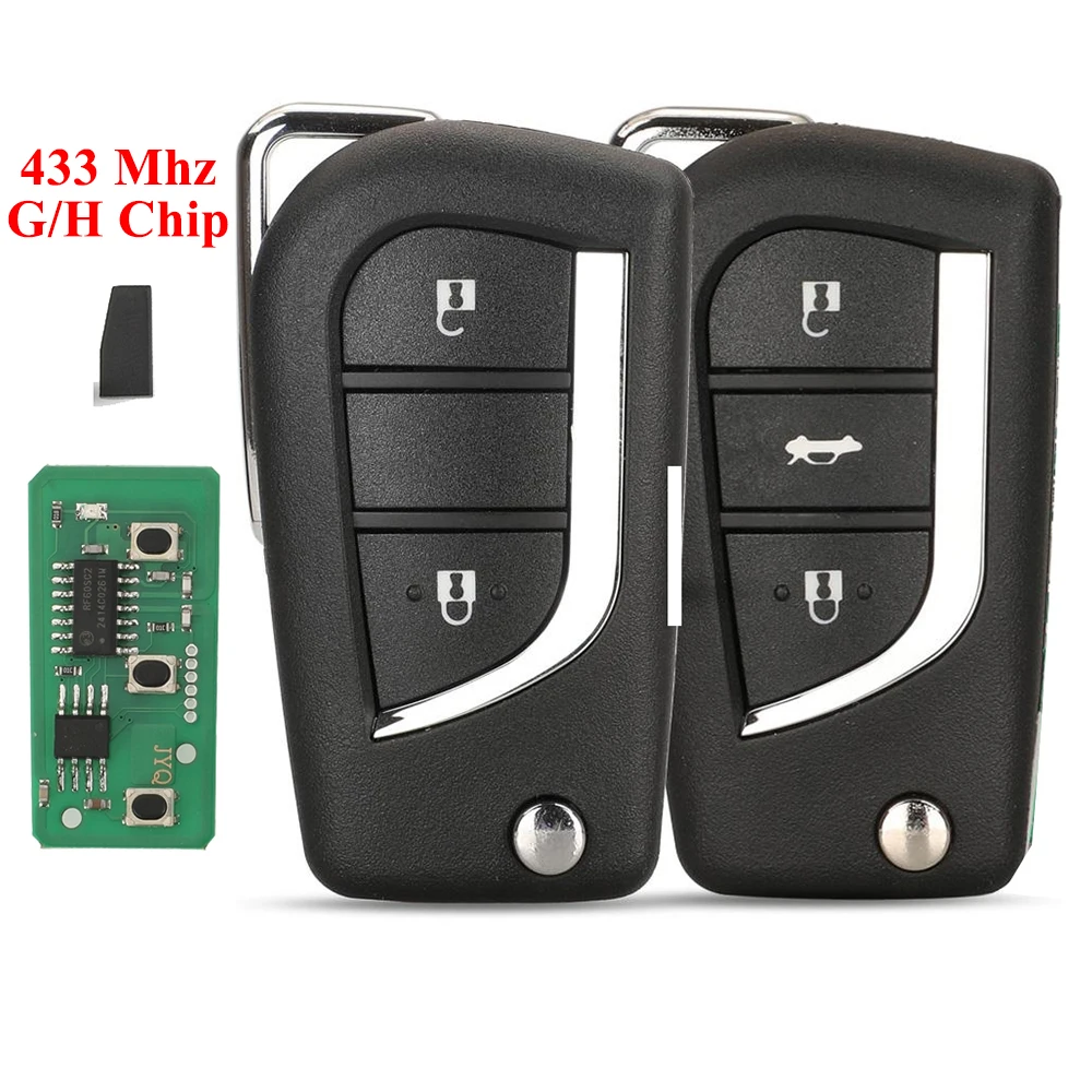 jingyuqin Neue 433 MHz G/H Fernbedienung für Autoschlüssel für Toyota Carrolla Yaris Verso Avensis AYGO Peugeot 108 für Citroen C1 2013