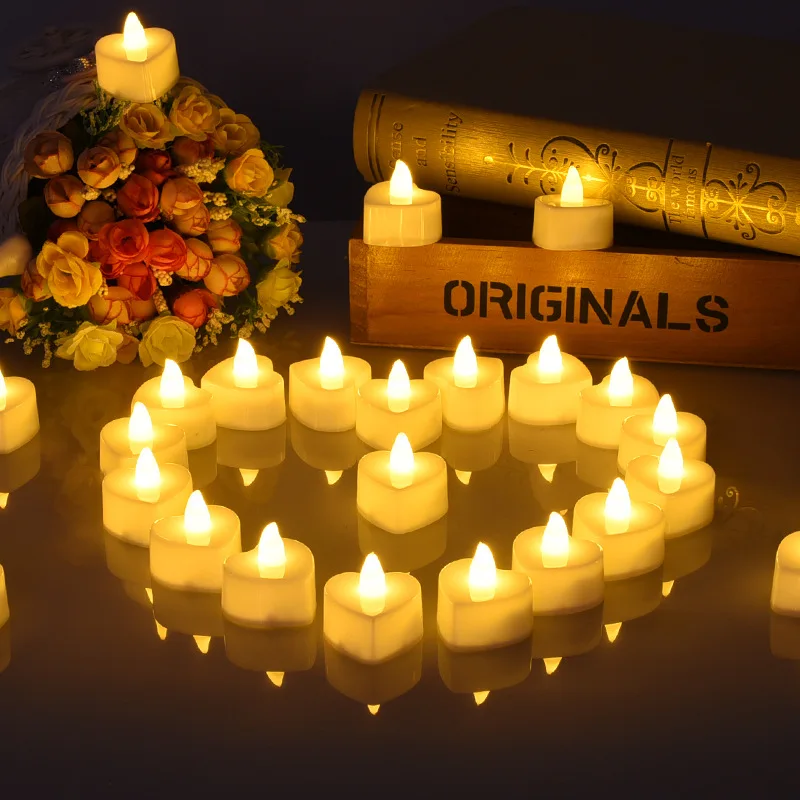 24Pcs/Set Flameless LED Candle Creative wishing Led Tea Light Warm White Flameless Candle Halloween Christmas Decor Candle Light