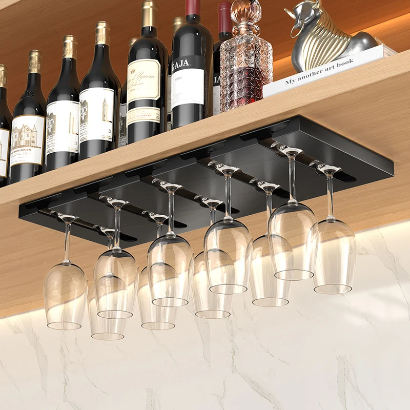 

2024 New Under Cabinet Free Punching Holder Wine Glass Rack Multi-Function Classification Stemware Glass Cup Hanging Holder