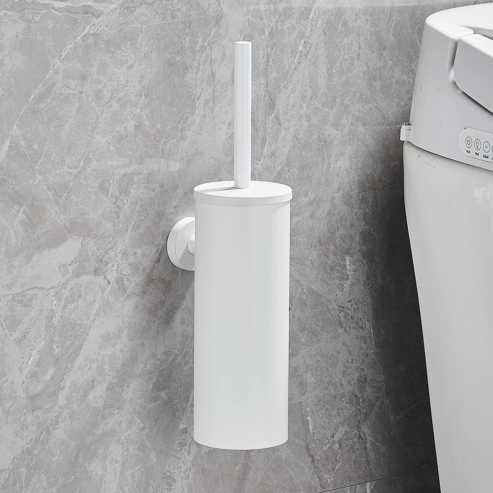 Rvs Badkamer Toiletborstelhouder Accessoires Zwarte Toiletborstel Wandmontage WC Cleaner Brush FR07